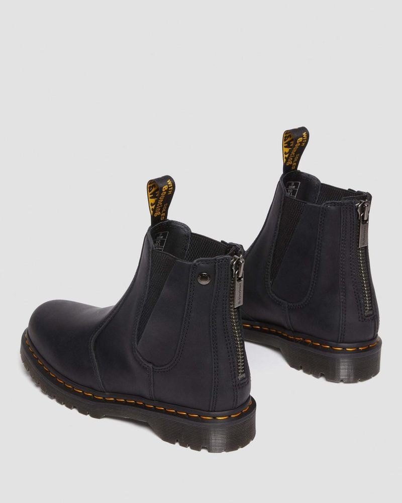 Dr Doc Martens 2976 Alternative Full Grain Cuero Chelsea Boots (Waxed Full Grain) Negros | ZH40-T9GO