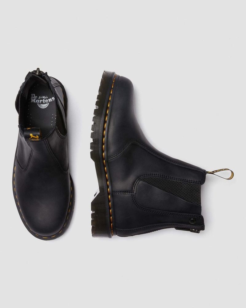 Dr Doc Martens 2976 Alternative Full Grain Cuero Chelsea Boots (Waxed Full Grain) Negros | ZH40-T9GO