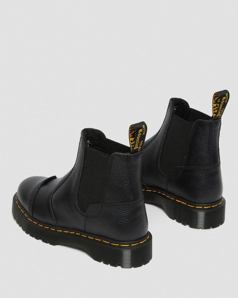 Dr Doc Martens 2976 Bex Fleece-Forro Plataforma Chelsea Boots (Milled Nappa) Negros | YD22-V9LY