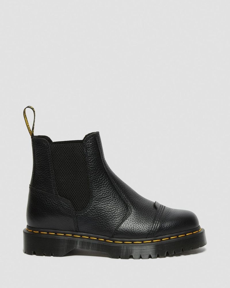 Dr Doc Martens 2976 Bex Fleece-Forro Plataforma Chelsea Boots (Milled Nappa) Negros | YD22-V9LY