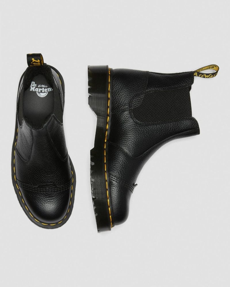 Dr Doc Martens 2976 Bex Fleece-Forro Plataforma Chelsea Boots (Milled Nappa) Negros | YD22-V9LY