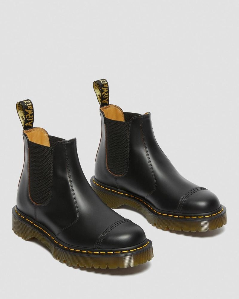 Dr Doc Martens 2976 Bex Made in England Puntera Cap Chelsea Boots (Quilon) Negros | TL82-R6QI