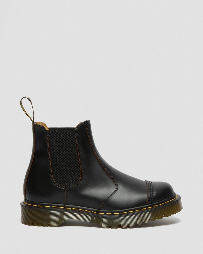 Dr Doc Martens 2976 Bex Made in England Puntera Cap Chelsea Boots (Quilon) Negros | TL82-R6QI