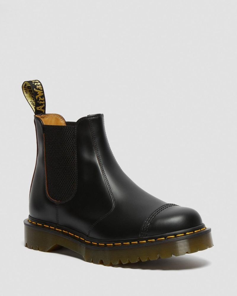 Dr Doc Martens 2976 Bex Made in England Puntera Cap Chelsea Boots (Quilon) Negros | TL82-R6QI