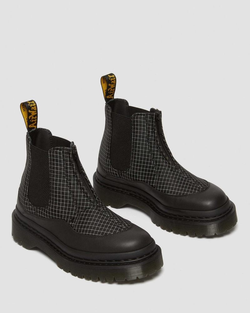 Dr Doc Martens 2976 Bex Ripstop Grid Chelsea Boots (Sorento+Grip Ripstop) Black/Black/White | VS29-W2NF