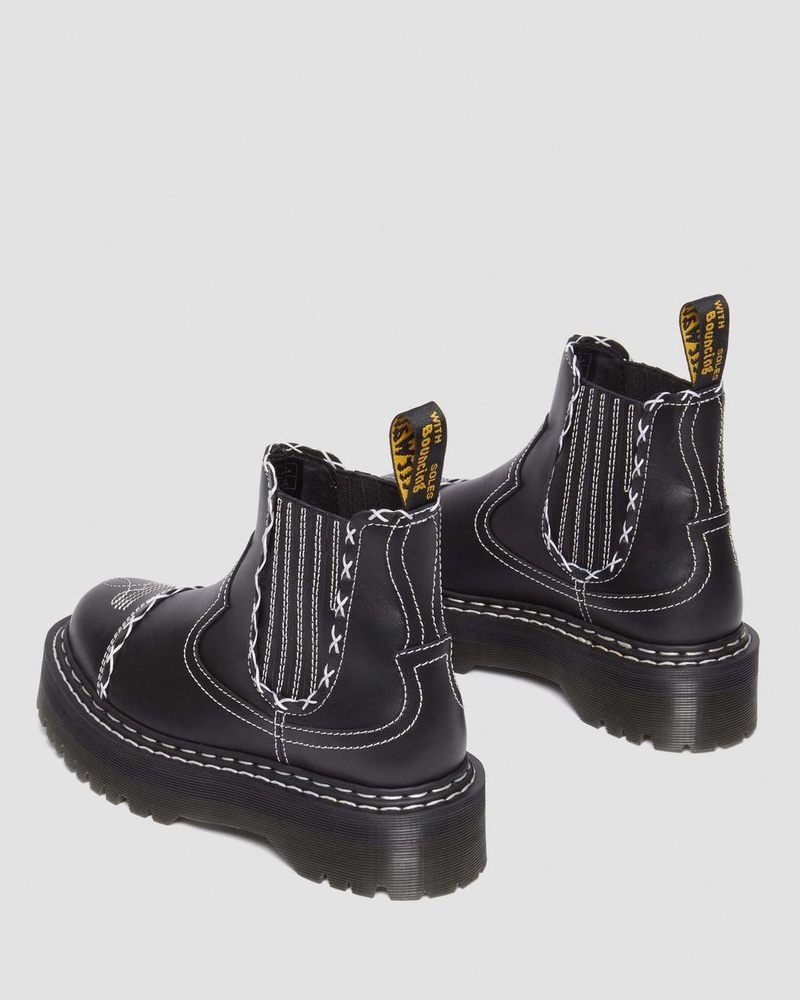 Dr Doc Martens 2976 Gothic Americana Cuero Plataforma Chelsea Boots (Wanama) Negros | PC54-A0HK