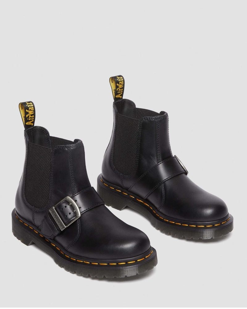 Dr Doc Martens 2976 Hebilla Pull Up Cuero Chelsea Boots (Pull Up) Negros | UG32-W0TV