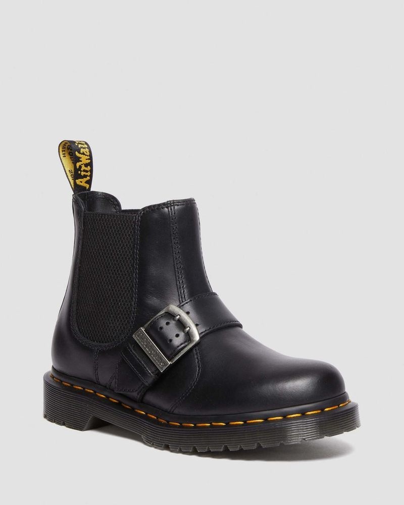 Dr Doc Martens 2976 Hebilla Pull Up Cuero Chelsea Boots (Pull Up) Negros | UG32-W0TV