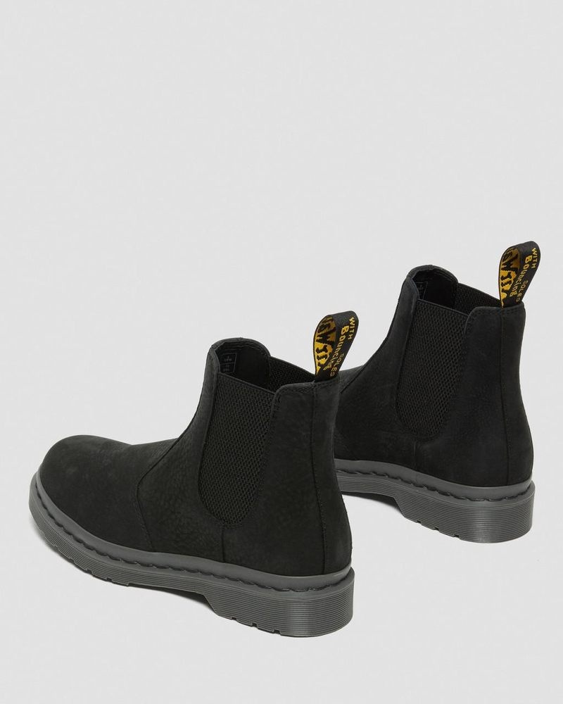 Dr Doc Martens 2976 Mono Milled Nubuck Cuero Chelsea Boots (Milled Nubuck Wp) Negros | XP95-D1JX