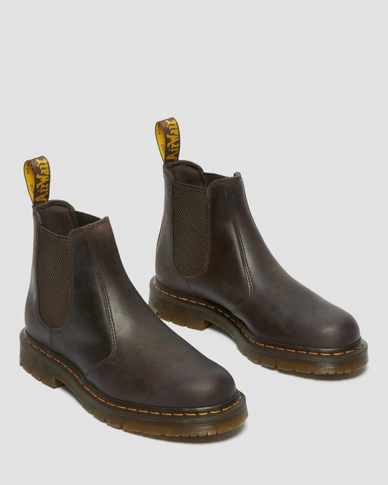 Dr Doc Martens 2976 Slip Resistant Cuero Chelsea Boots (Crazy Horse) Marrom Oscuro | WB49-A7DU