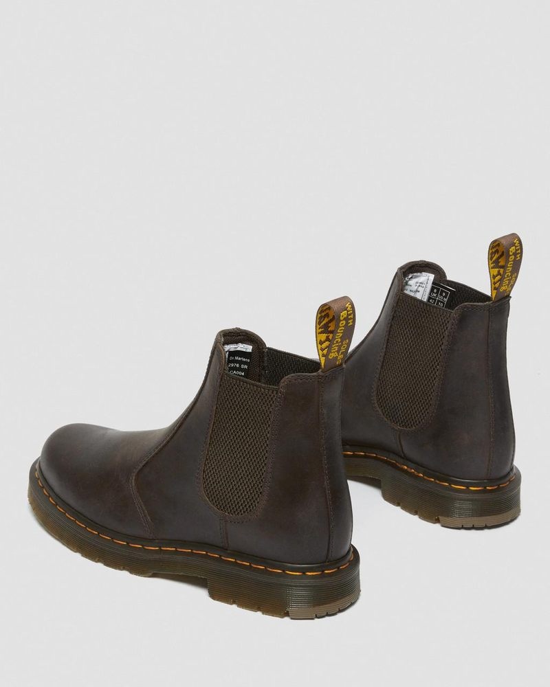 Dr Doc Martens 2976 Slip Resistant Cuero Chelsea Boots (Crazy Horse) Marrom Oscuro | WB49-A7DU