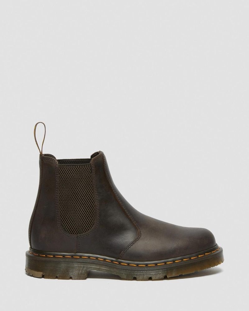 Dr Doc Martens 2976 Slip Resistant Cuero Chelsea Boots (Crazy Horse) Marrom Oscuro | WB49-A7DU