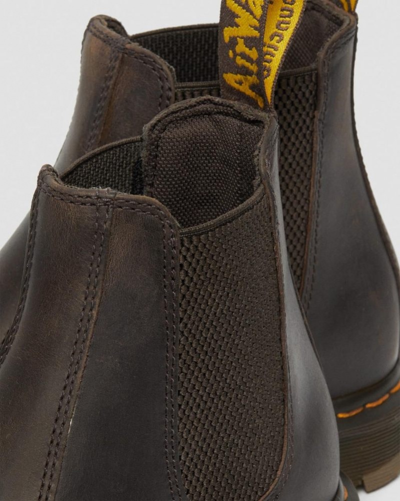 Dr Doc Martens 2976 Slip Resistant Cuero Chelsea Boots (Crazy Horse) Marrom Oscuro | WB49-A7DU