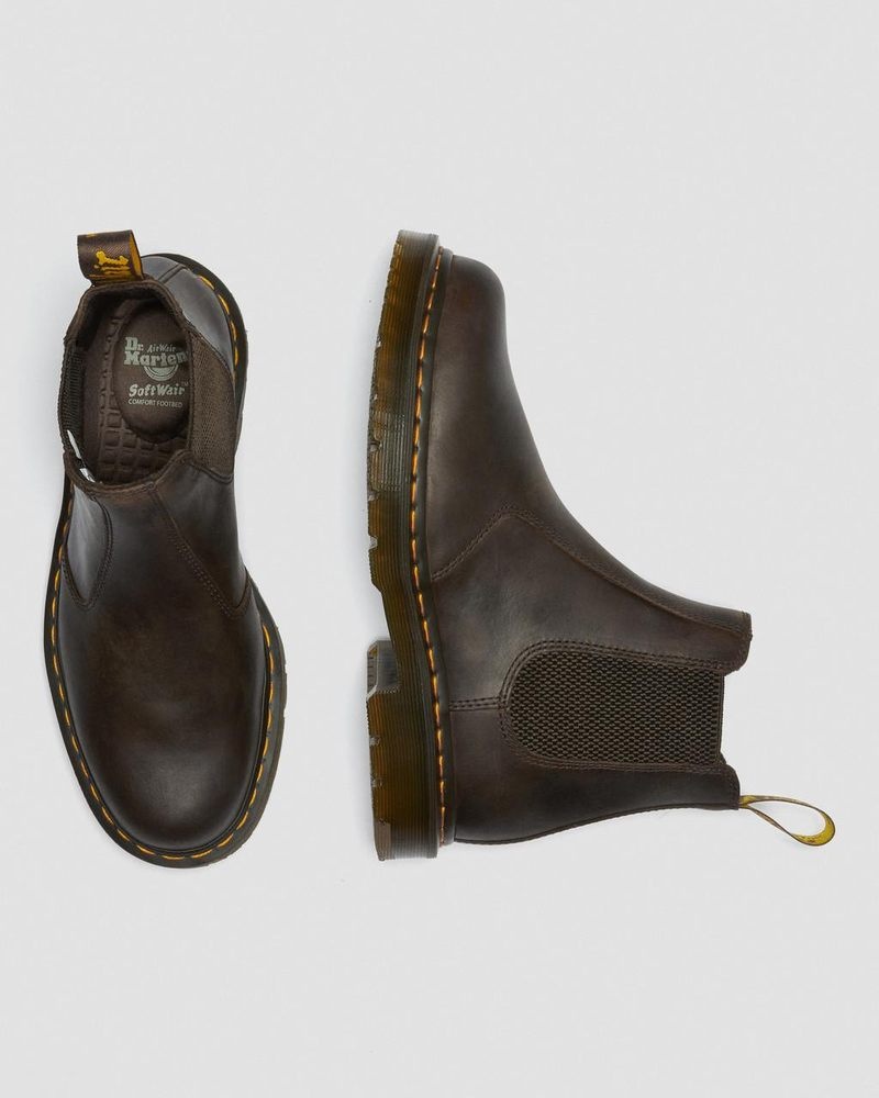 Dr Doc Martens 2976 Slip Resistant Cuero Chelsea Boots (Crazy Horse) Marrom Oscuro | WB49-A7DU