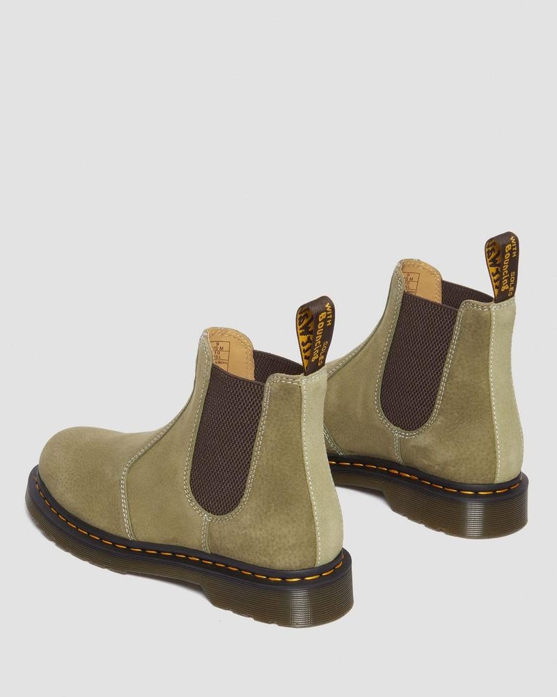 Dr Doc Martens 2976 Tumbled Nubuck Cuero Chelsea Boots (Tumbled Nubuck) Verde Oliva | NM75-X1EJ