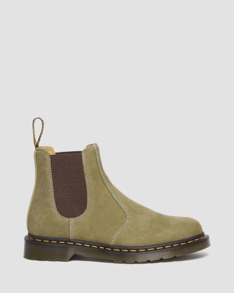 Dr Doc Martens 2976 Tumbled Nubuck Cuero Chelsea Boots (Tumbled Nubuck) Verde Oliva | NM75-X1EJ