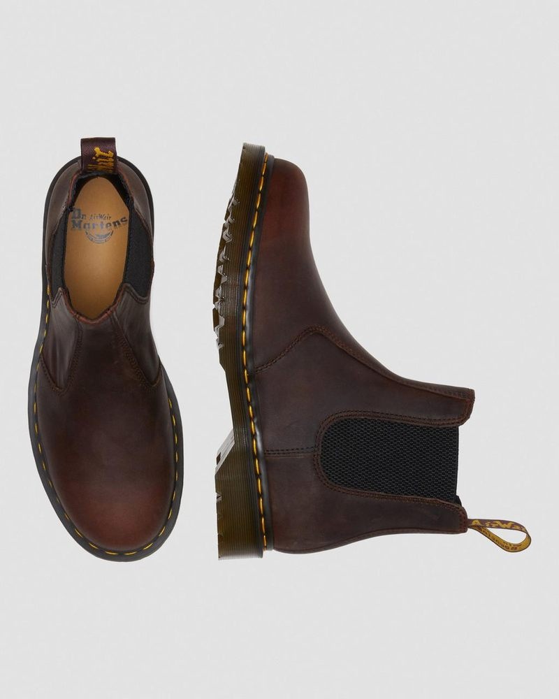 Dr Doc Martens 2976 Waxed Full Grain Cuero Chelsea Boots (Waxed Full Grain) Chestnut | GY81-T0LY