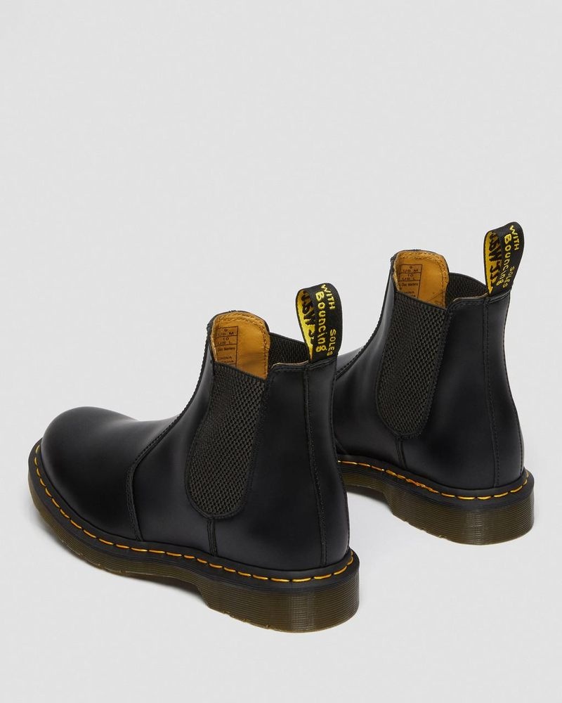 Dr Doc Martens 2976 Yellow Stitch Smooth Cuero Chelsea Boots (Smooth Cuero) Negros | YZ91-V6TM