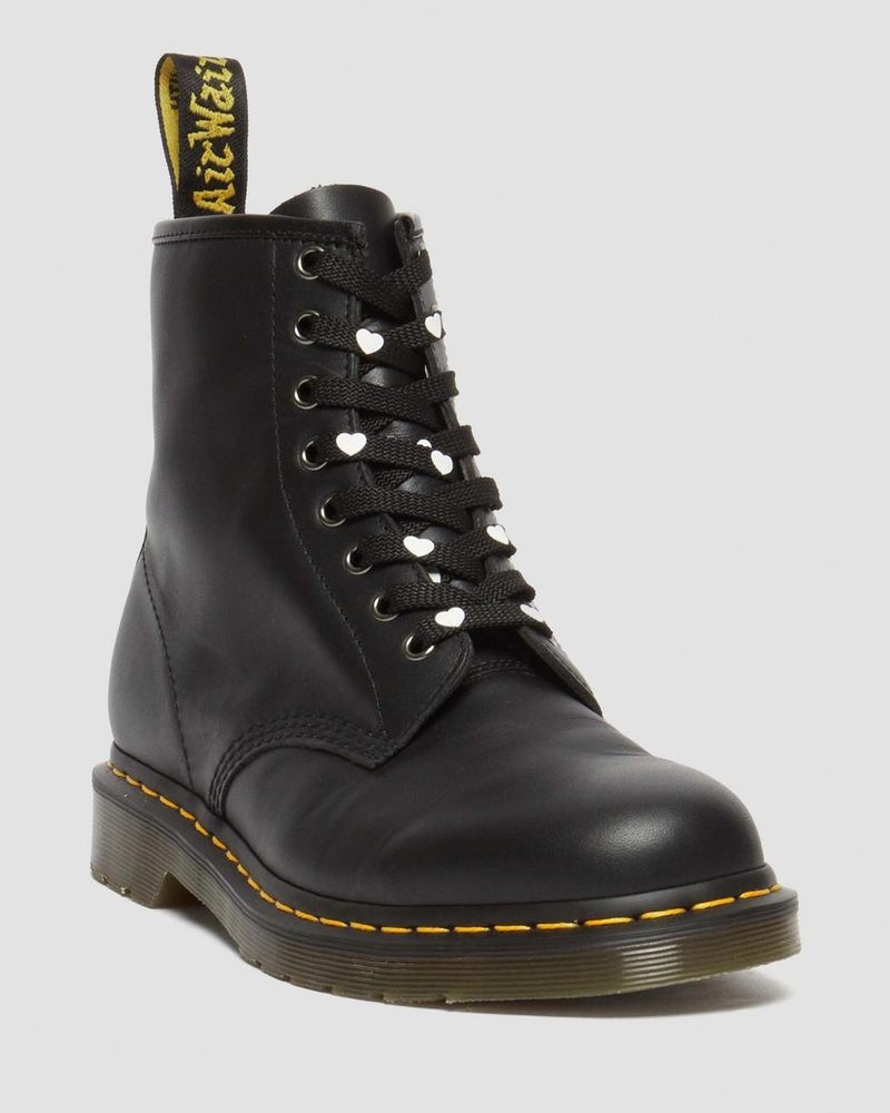 Dr Doc Martens 55 Inch Heart Planos Shoe Encaje (8-10 Eye) (Tetoron) Negros | EU66-J3QO