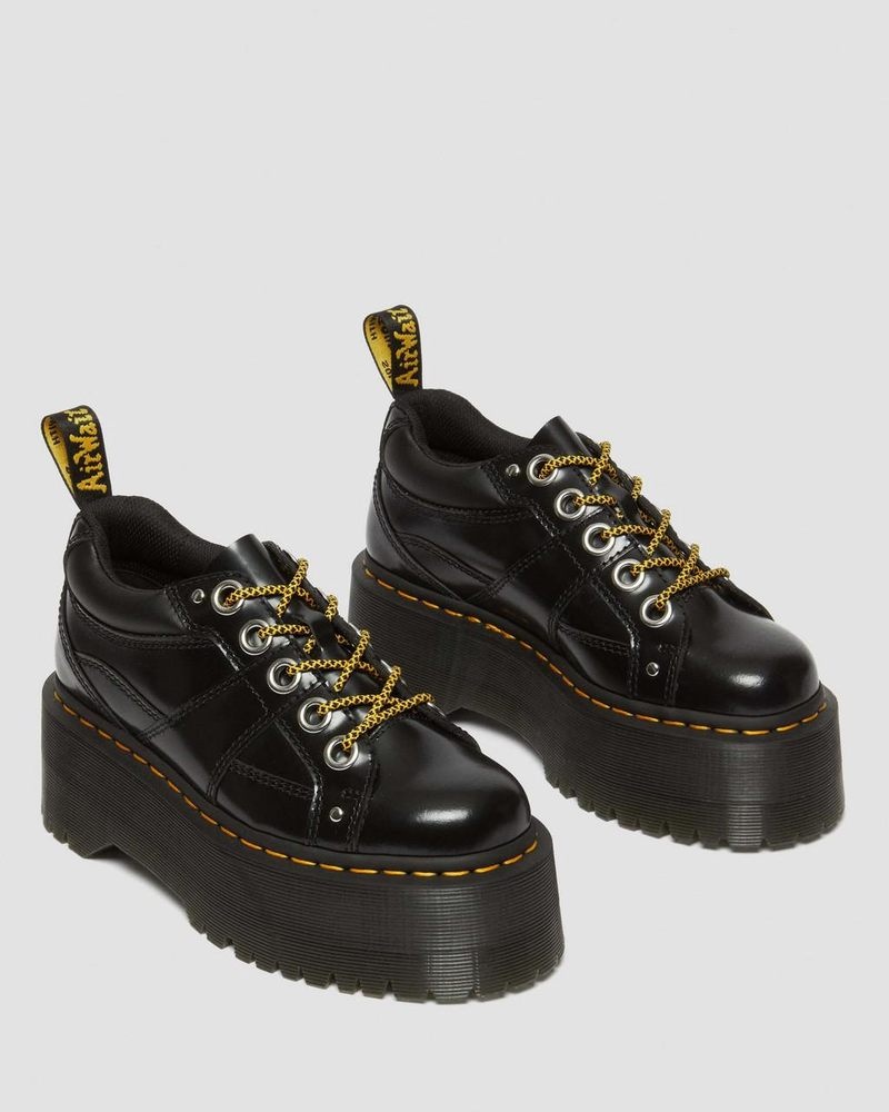 Dr Doc Martens 5-Eye Max Buttero Cuero Plataforma Shoes (Buttero) Negros | MQ58-S1LH