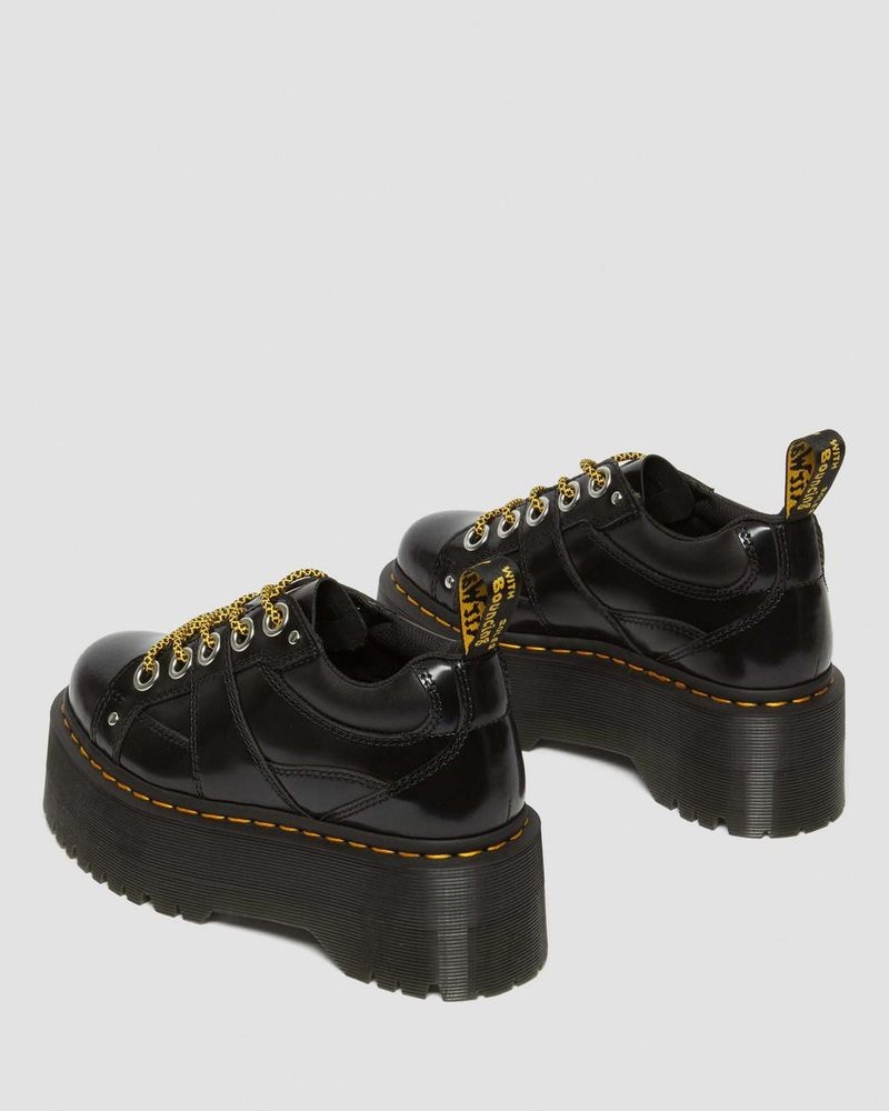 Dr Doc Martens 5-Eye Max Buttero Cuero Plataforma Shoes (Buttero) Negros | MQ58-S1LH