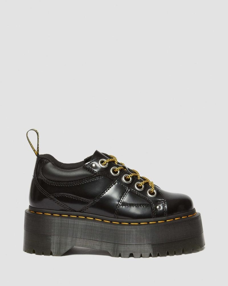 Dr Doc Martens 5-Eye Max Buttero Cuero Plataforma Shoes (Buttero) Negros | MQ58-S1LH