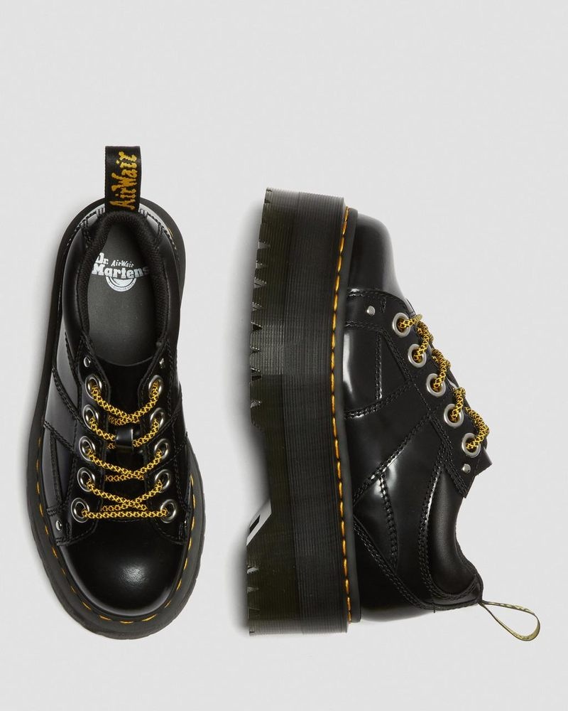 Dr Doc Martens 5-Eye Max Buttero Cuero Plataforma Shoes (Buttero) Negros | MQ58-S1LH