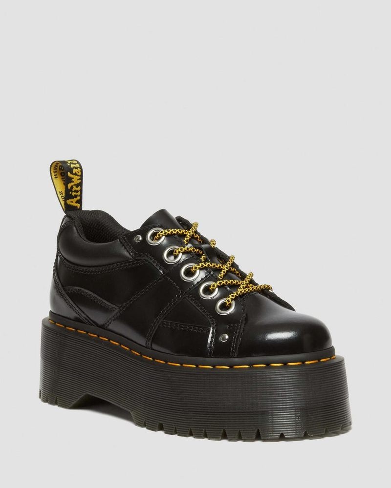 Dr Doc Martens 5-Eye Max Buttero Cuero Plataforma Shoes (Buttero) Negros | MQ58-S1LH