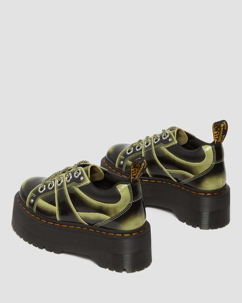 Dr Doc Martens 5-Eye Max Distressed Cuero Plataforma Shoes (Arcadia) Verdes | VS36-E5XE