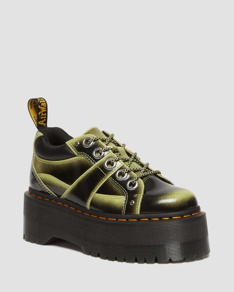 Dr Doc Martens 5-Eye Max Distressed Cuero Plataforma Shoes (Arcadia) Verdes | VS36-E5XE