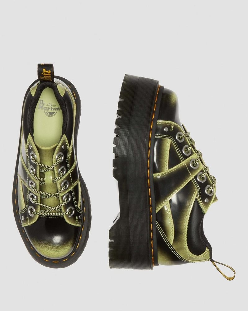 Dr Doc Martens 5-Eye Max Distressed Cuero Plataforma Shoes (Arcadia) Verdes | ME83-W4XS