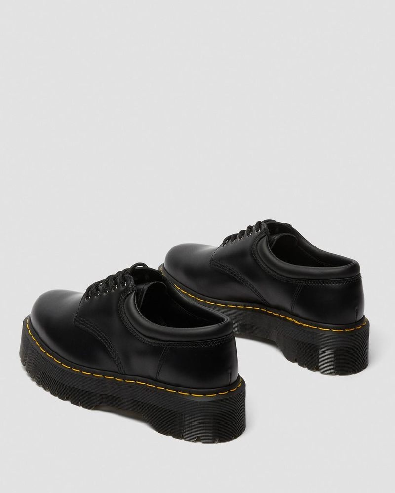 Dr Doc Martens 8053 Cuero Plataforma Casuales Shoes (Polished Smooth) Negros | QN15-V4ZL