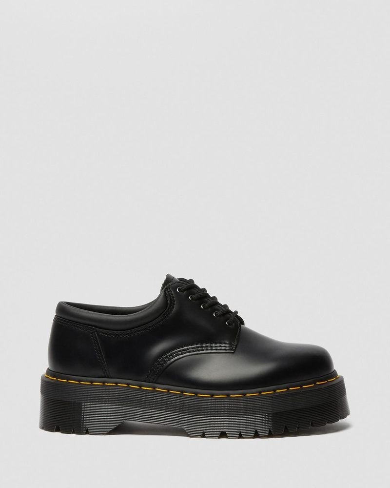 Dr Doc Martens 8053 Cuero Plataforma Casuales Shoes (Polished Smooth) Negros | QN15-V4ZL