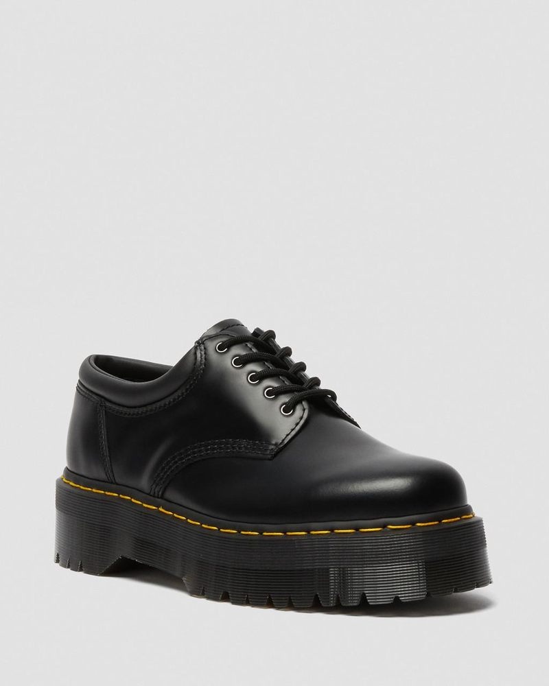 Dr Doc Martens 8053 Cuero Plataforma Casuales Shoes (Polished Smooth) Negros | VI44-V5GP