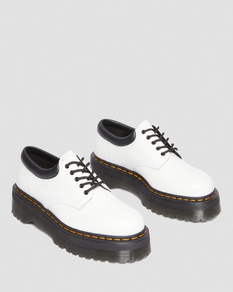 Dr Doc Martens 8053 Cuero Plataforma Casuales Shoes (Polished Smooth) Blancos | MT08-G3UY