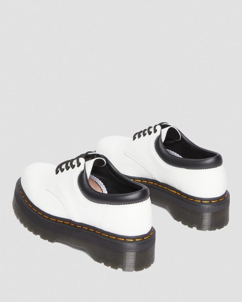 Dr Doc Martens 8053 Cuero Plataforma Casuales Shoes (Polished Smooth) Blancos | MT08-G3UY