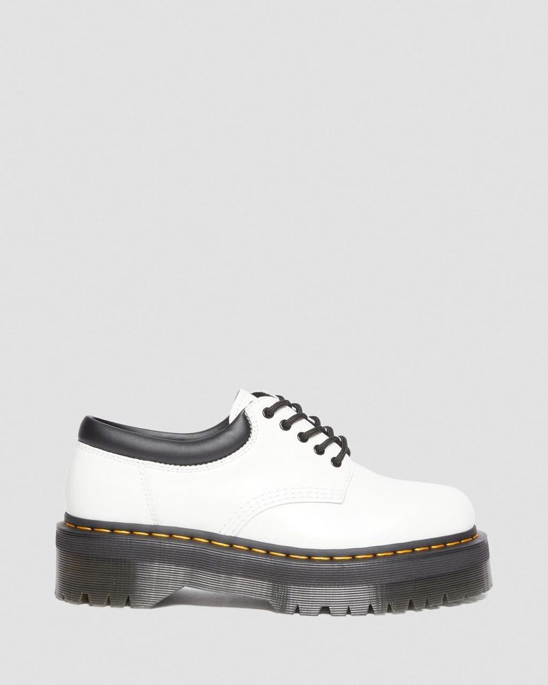 Dr Doc Martens 8053 Cuero Plataforma Casuales Shoes (Polished Smooth) Blancos | MT08-G3UY