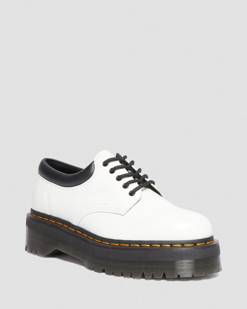 Dr Doc Martens 8053 Cuero Plataforma Casuales Shoes (Polished Smooth) Blancos | MT08-G3UY