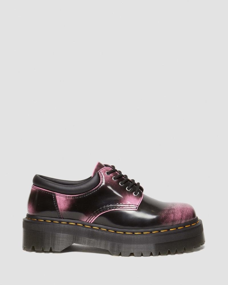 Dr Doc Martens 8053 Distressed Cuero Plataforma Casuales Shoes (Arcadia) Negros Rosas | UM73-F7VR