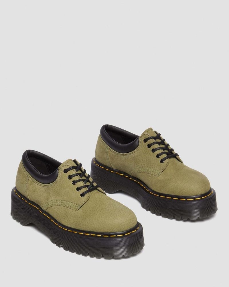 Dr Doc Martens 8053 Tumbled Nubuck Cuero Plataforma Casuales Shoes (Titan) Verde Oliva | PQ32-C3WA