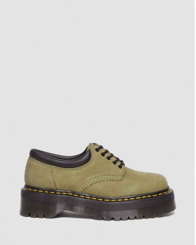 Dr Doc Martens 8053 Tumbled Nubuck Cuero Plataforma Casuales Shoes (Titan) Verde Oliva | PQ32-C3WA