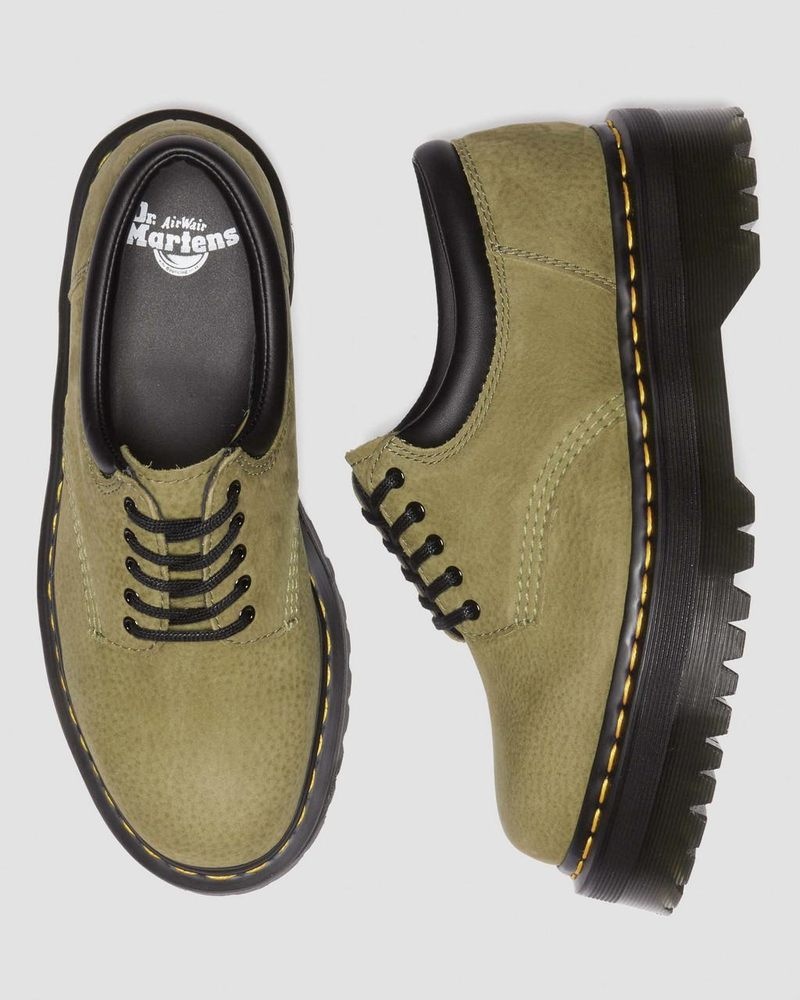 Dr Doc Martens 8053 Tumbled Nubuck Cuero Plataforma Casuales Shoes (Titan) Verde Oliva | PQ32-C3WA