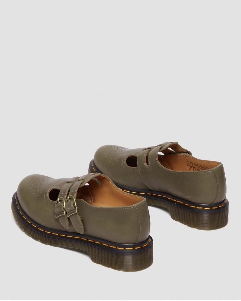 Dr Doc Martens 8065 Carrara Cuero Mary Jane Shoes (Carrara) Verde Oliva | KD36-N5CZ