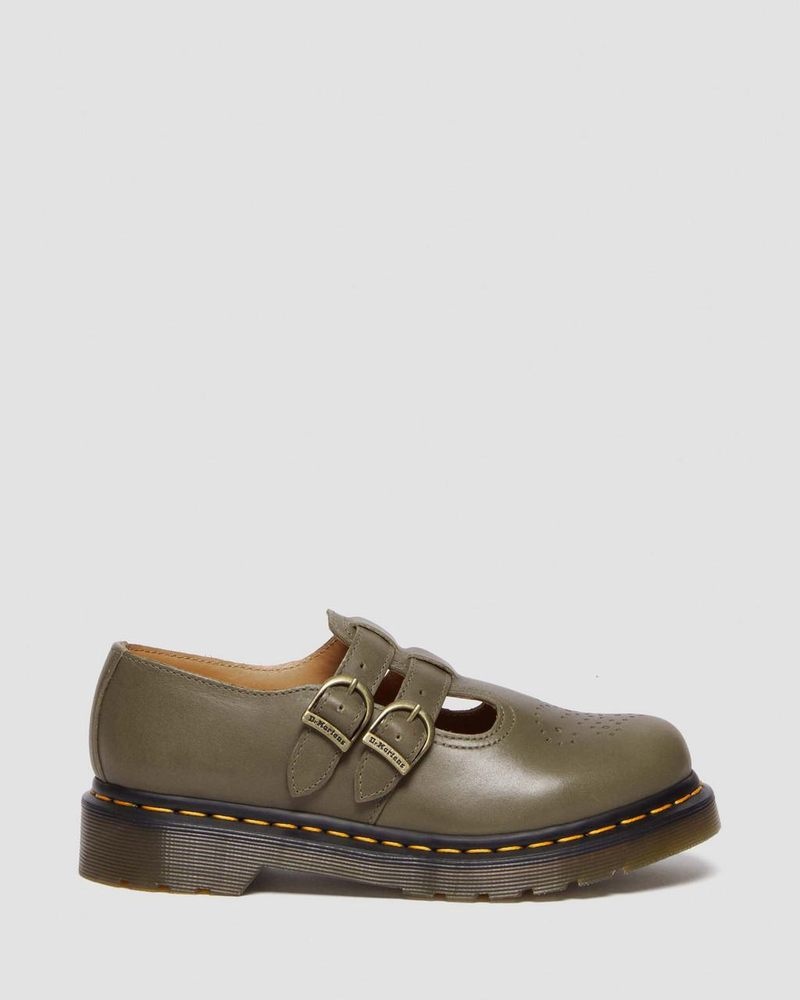 Dr Doc Martens 8065 Carrara Cuero Mary Jane Shoes (Carrara) Verde Oliva | KD36-N5CZ