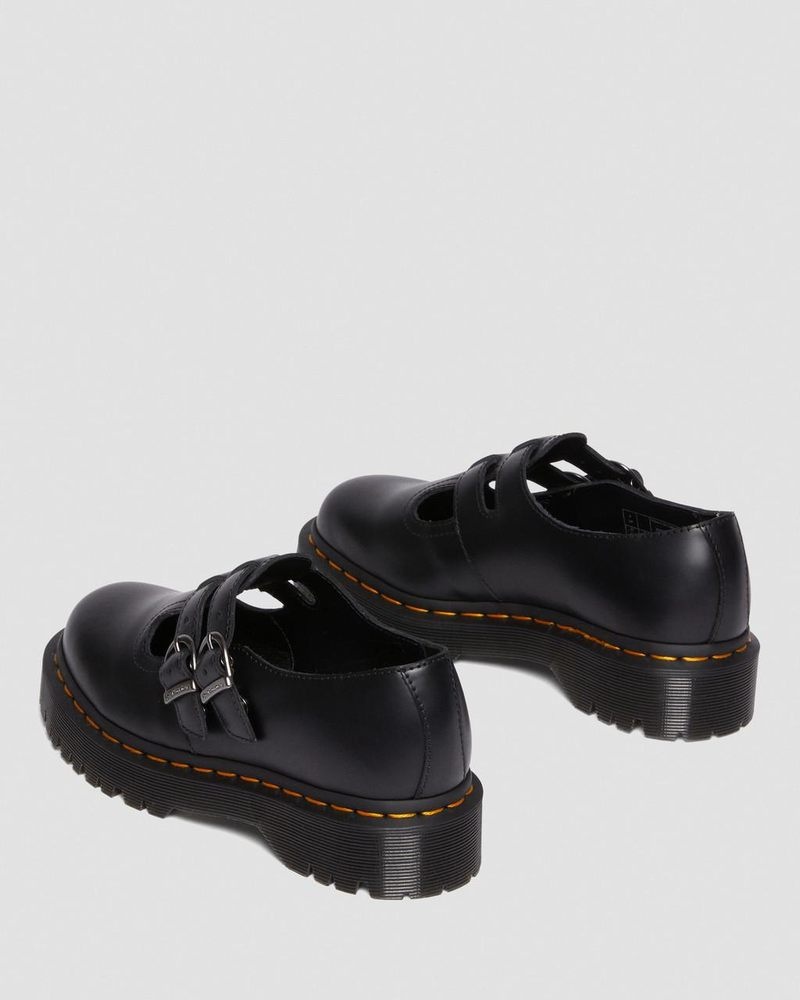 Dr Doc Martens 8065 II Bex Smooth Cuero Plataforma Mary Jane Shoes (Smooth Cuero) Negros | JN63-J4VU