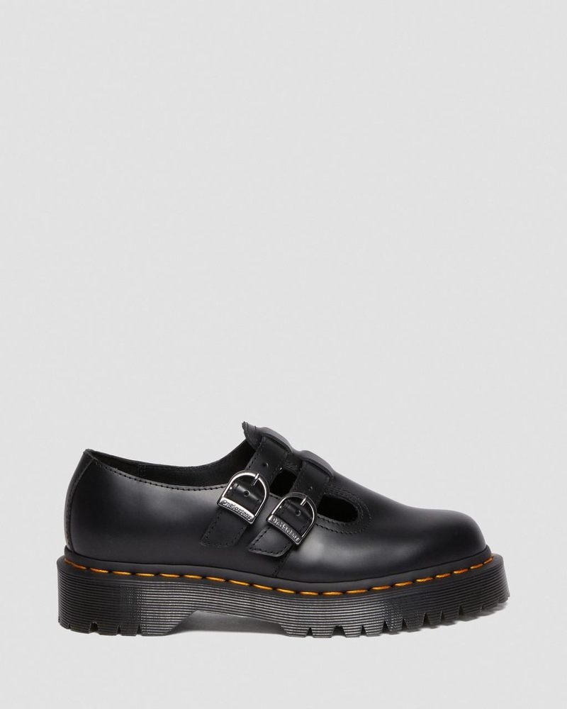 Dr Doc Martens 8065 II Bex Smooth Cuero Plataforma Mary Jane Shoes (Smooth Cuero) Negros | JN63-J4VU