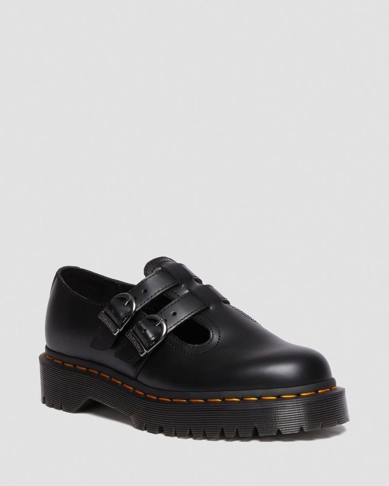 Dr Doc Martens 8065 II Bex Smooth Cuero Plataforma Mary Jane Shoes (Smooth Cuero) Negros | JN63-J4VU