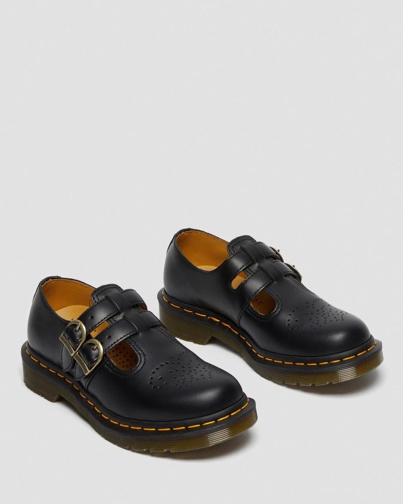 Dr Doc Martens 8065 Smooth Cuero Mary Jane Shoes (Smooth Cuero) Negros | TL65-R0PU