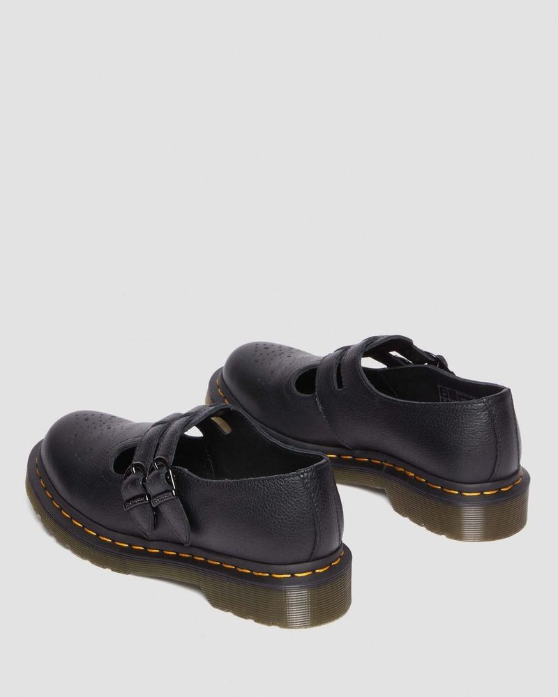 Dr Doc Martens 8065 Virginia Cuero Mary Jane Shoes (Virginia) Negros | TR59-Z5HB