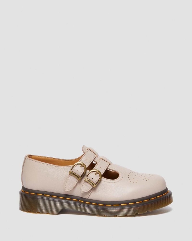 Dr Doc Martens 8065 Virginia Cuero Mary Jane Shoes (Virginia) Vintage Taupe | EV24-P8IO